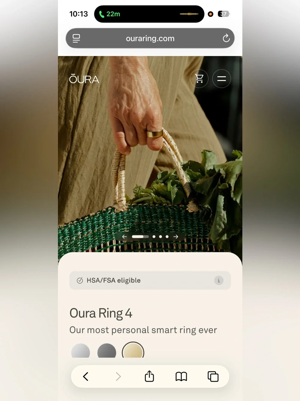 Oura Ring 4 with charger and box. Yellow gold, retail $499, size 8